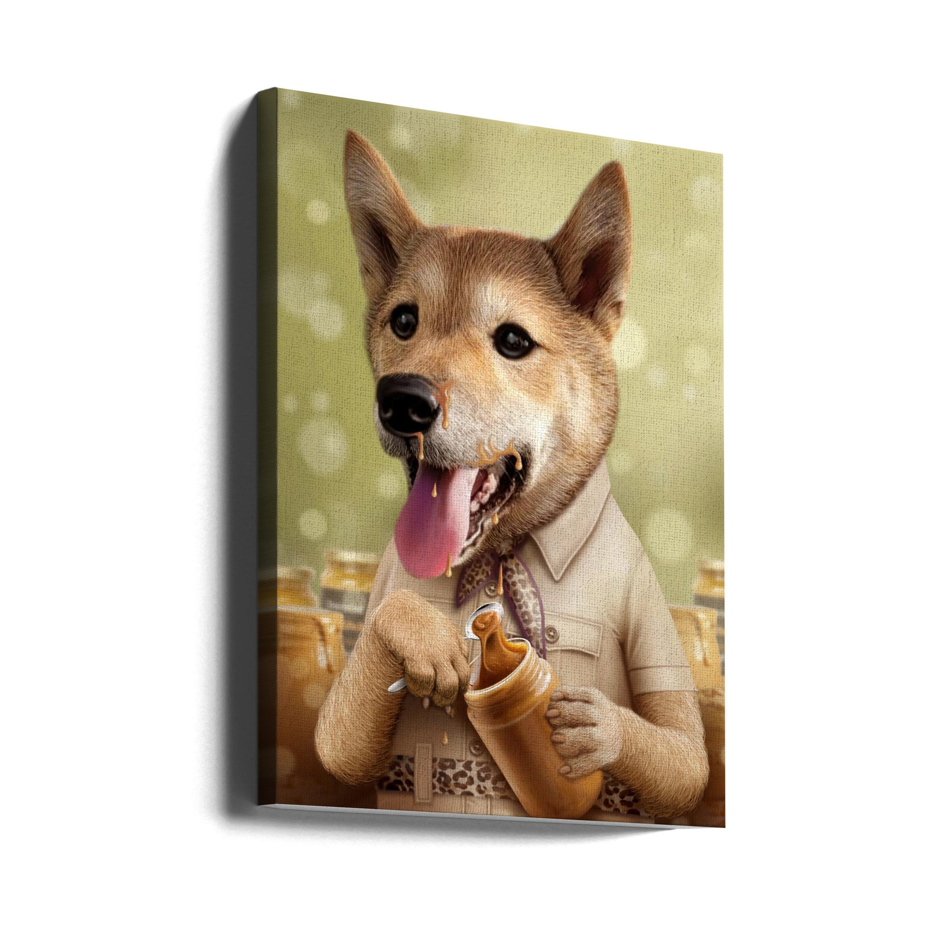 Funny Dog Portrait by Adam Lawless | Pet Peanut Butter Expression, Large Canvas Wall Art Print | Artsy Earth