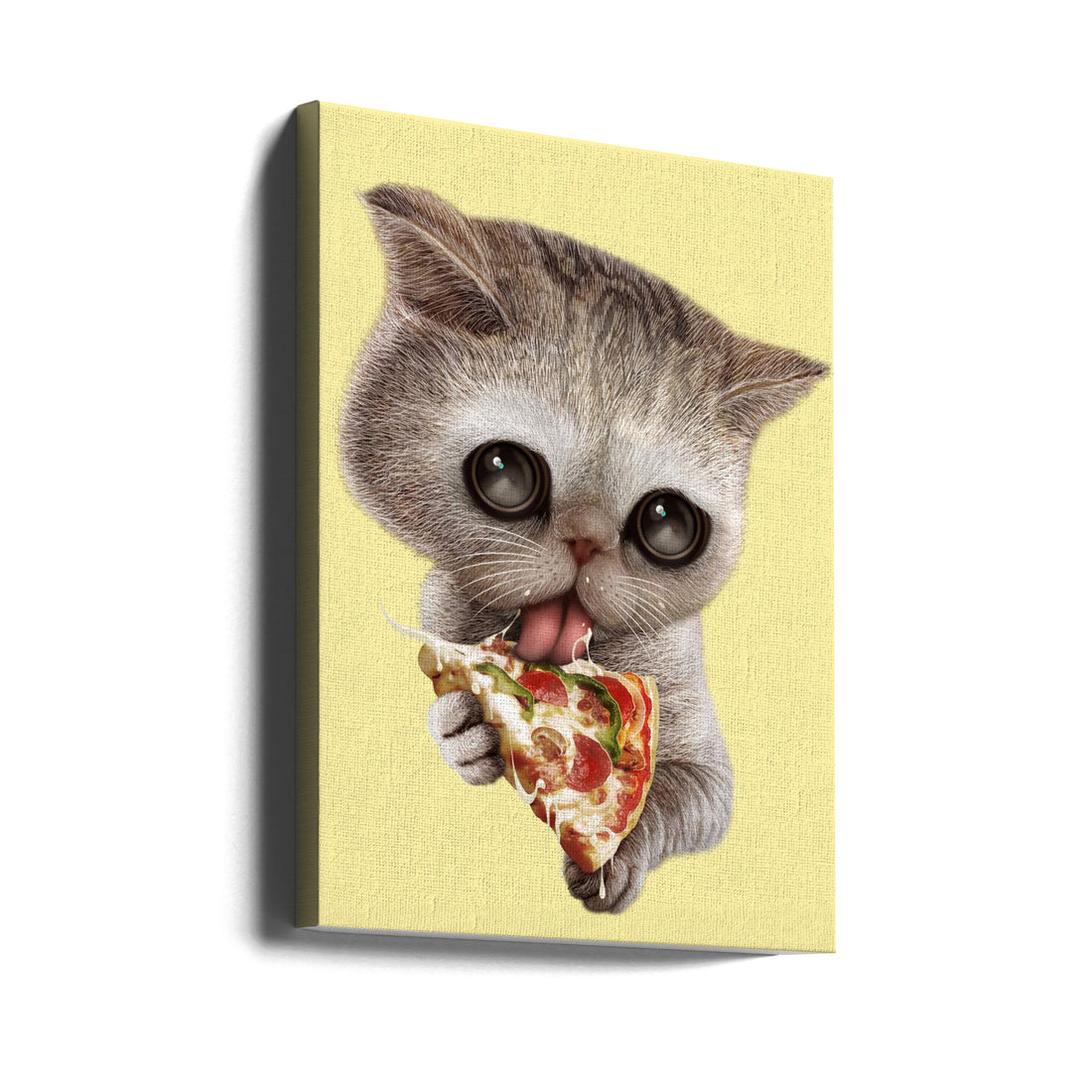 cat loves pizza by Adam Lawless | Funny Cat Food, Large Canvas Wall Art Print | Artsy Earth