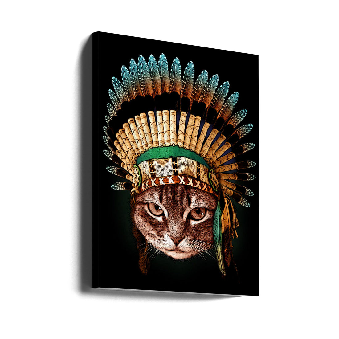 Chief Cat by Adam Lawless | Feline Portrait Dark, Large Canvas Wall Art Print | Artsy Earth