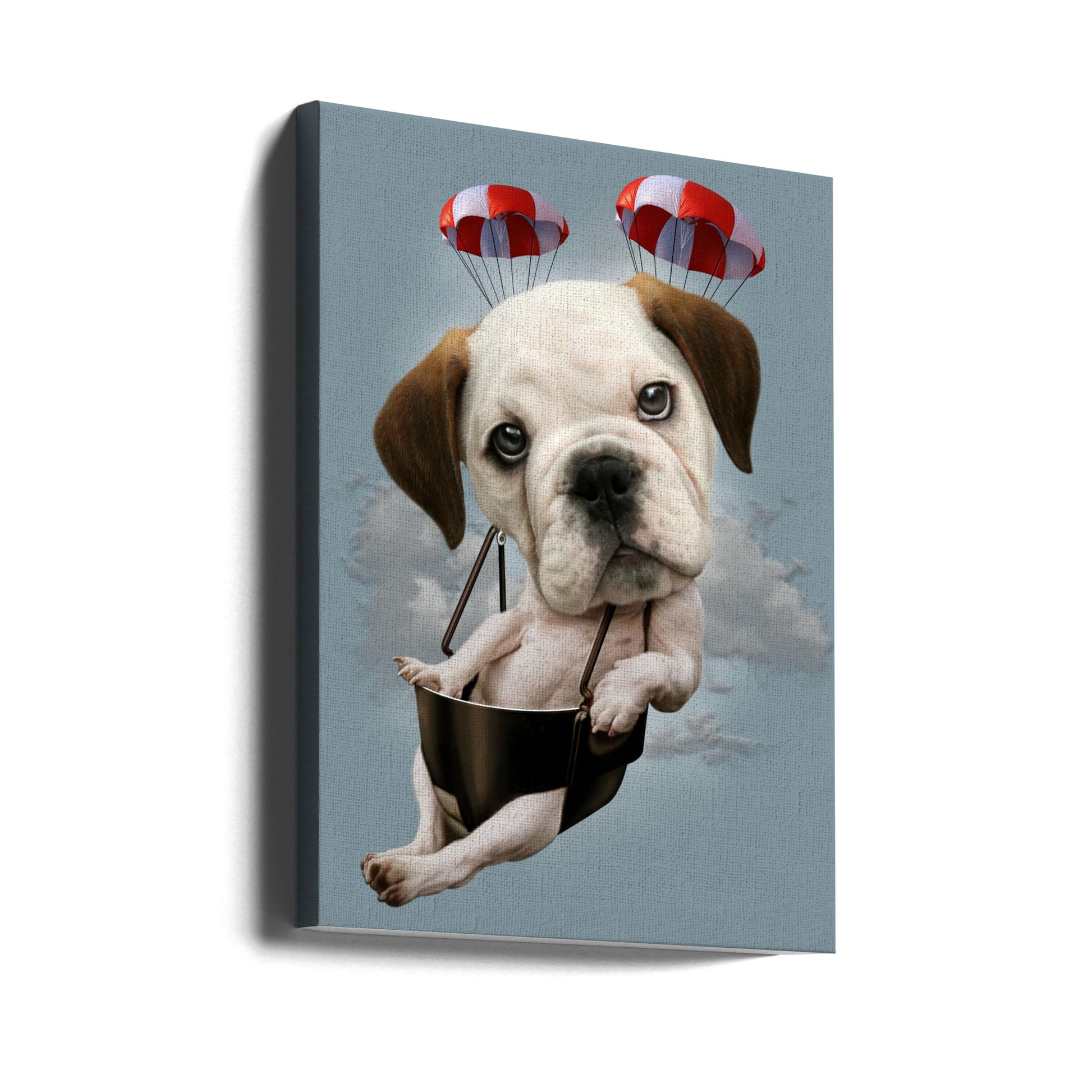 puppy on parachute by Adam Lawless | Flying Cute Dog, Large Canvas Wall Art Print | Artsy Earth