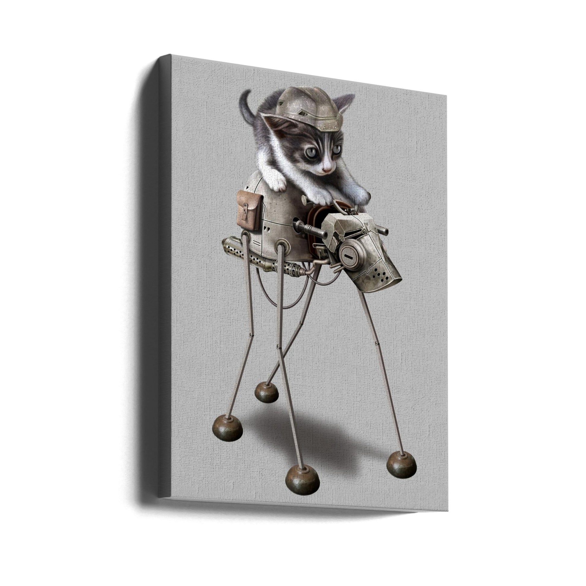 cat on robot by Adam Lawless | Steampunk Robotic Pet, Large Canvas Wall Art Print | Artsy Earth