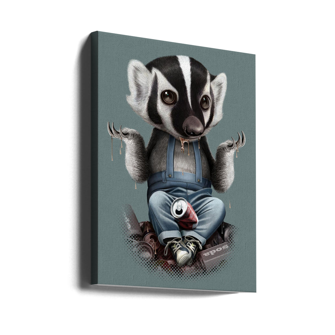 Badger Chill by Adam Lawless | Cute Animal Illustration, Large Canvas Wall Art Print | Artsy Earth