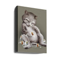 greedy cat by Adam Lawless | Cute Cat Illustration, Large Canvas Wall Art Print | Artsy Earth