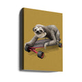 sloth on skateboard by Adam Lawless | Funny Animal Illustration, Large Canvas Wall Art Print | Artsy Earth