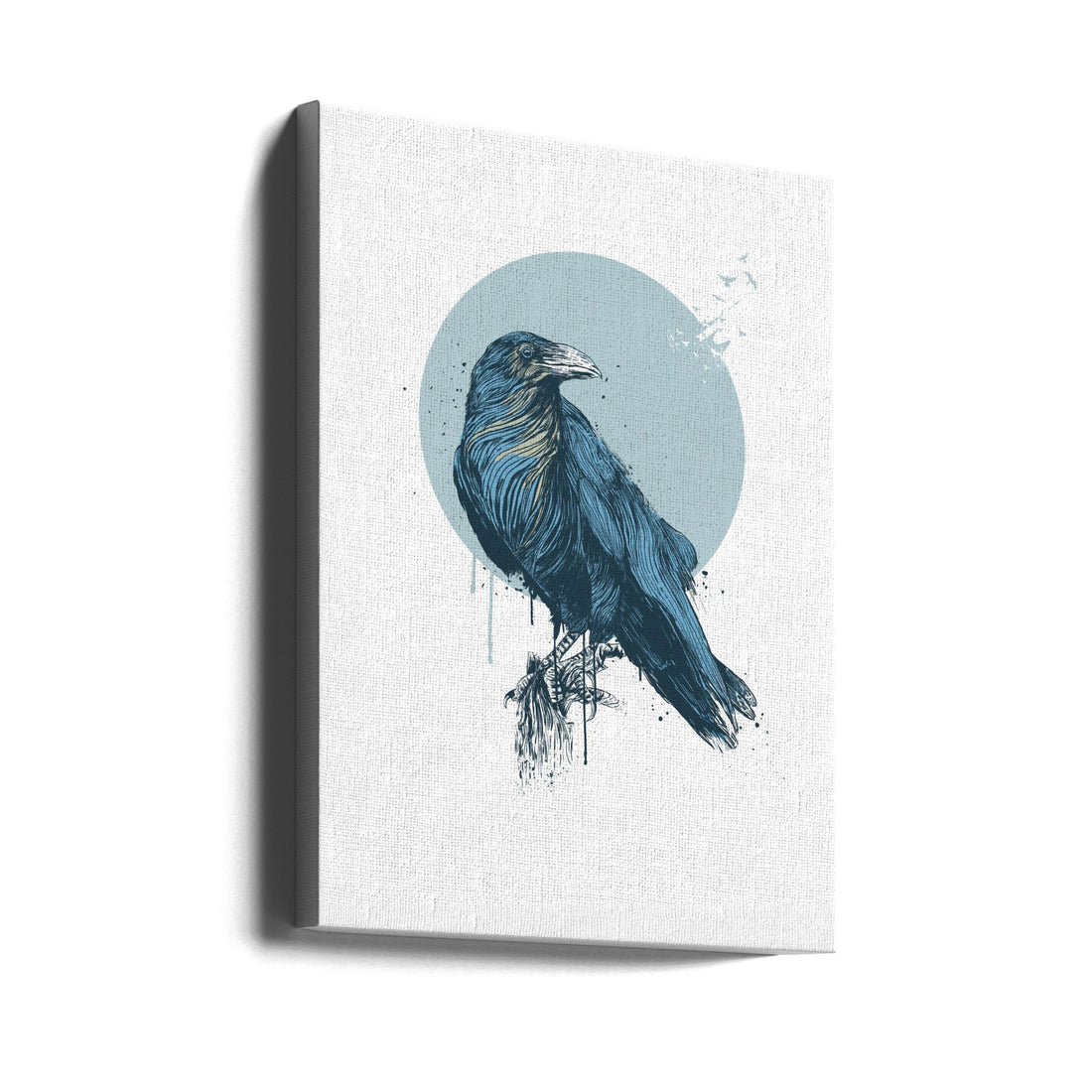 Blue Crow by Balazs Solti | Geometric Bird Illustration, Large Canvas Wall Art Print | Artsy Earth