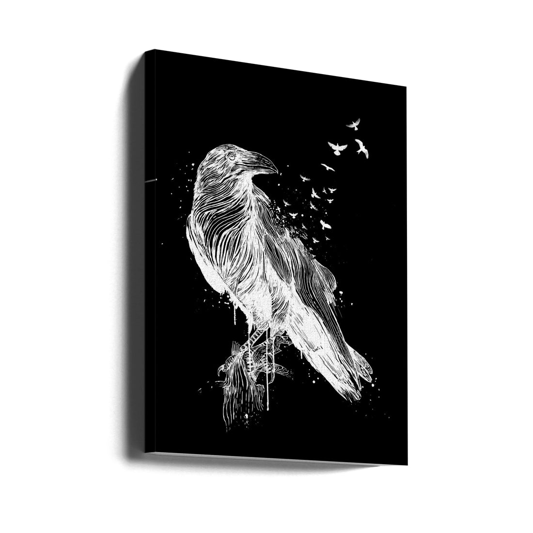 Born to be free by Balazs Solti | Dark Raven Illustration, Large Canvas Wall Art Print | Artsy Earth