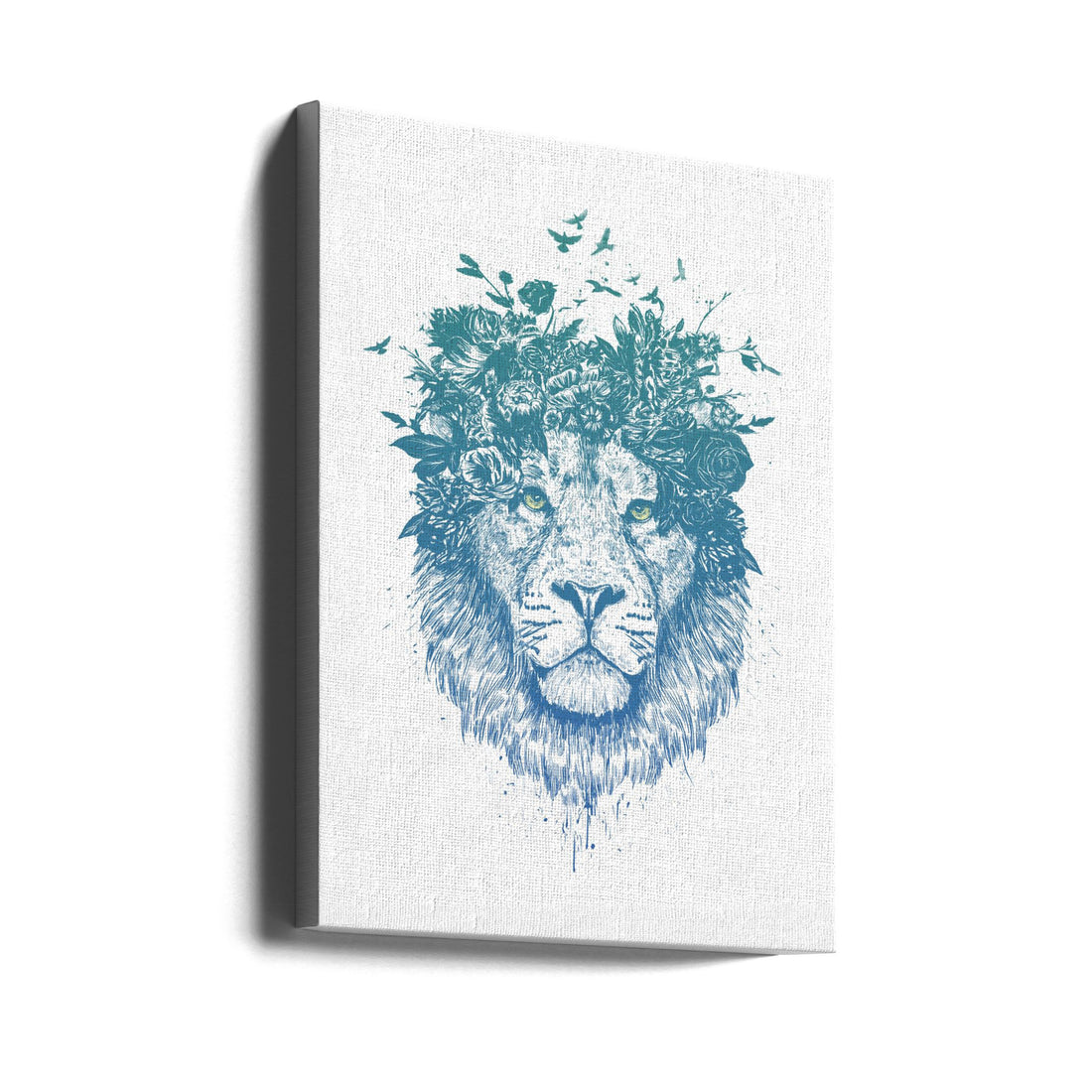 Floral Lion II by Balazs Solti | Surreal Animal Portrait, Large Canvas Wall Art Print | Artsy Earth