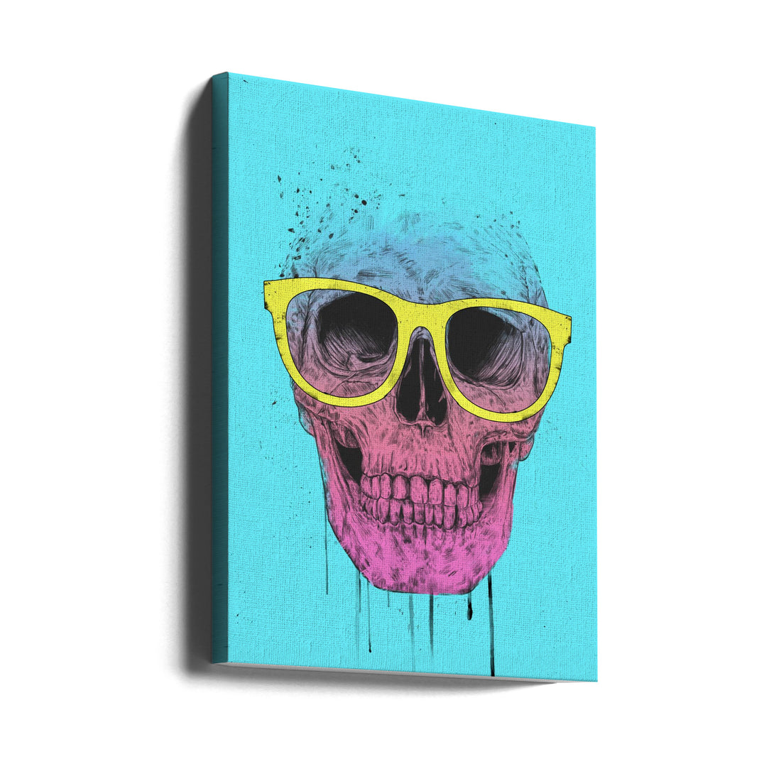 Pop Art Skull With Glasses by Balazs Solti | Colorful Spooky Art, Large Canvas Wall Art Print | Artsy Earth