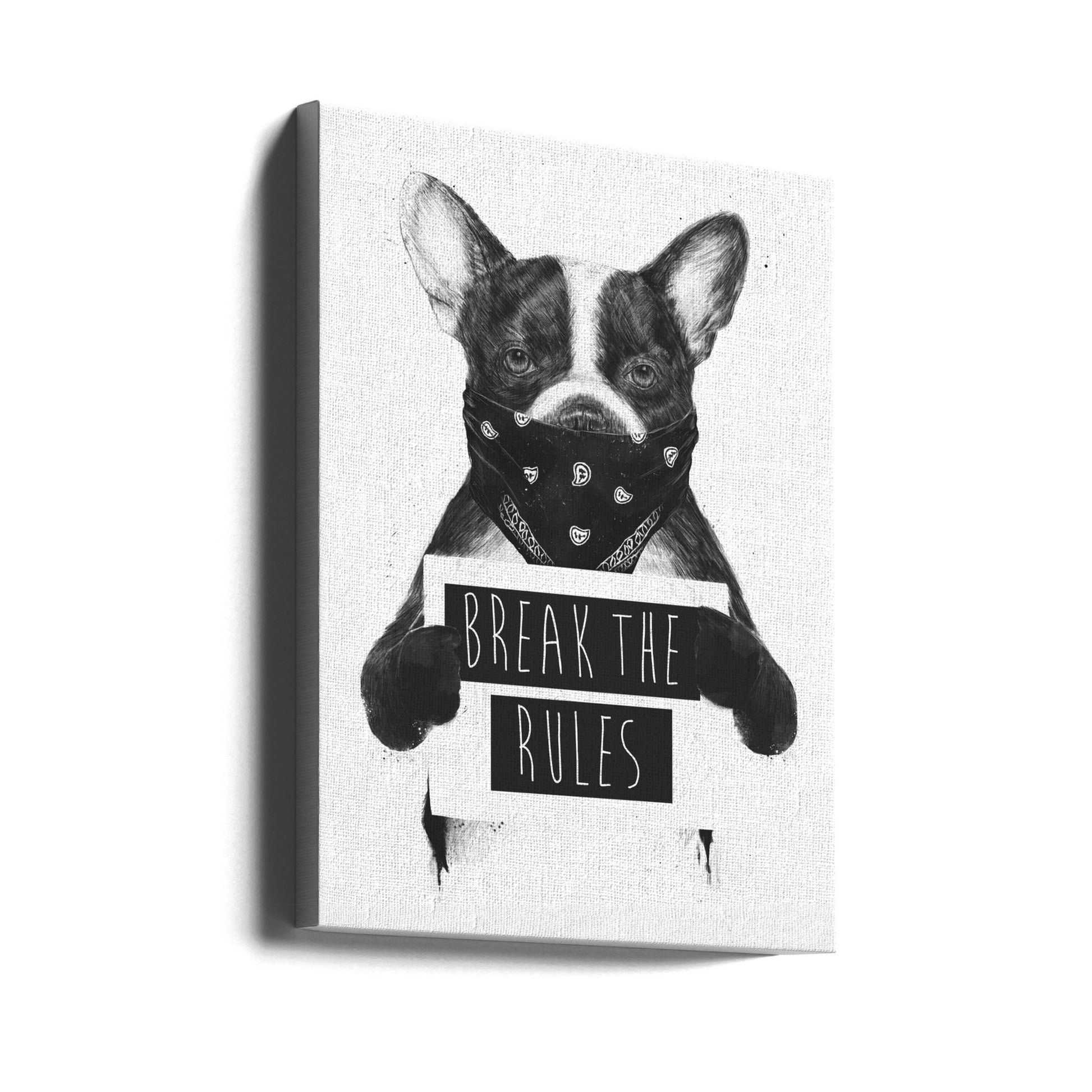 Rebel Dog by Balazs Solti | Funny Bulldog Criminal, Large Canvas Wall Art Print | Artsy Earth