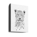 Leopard Rain Art by Balazs Solti | Monochrome Animal Drawing, Large Canvas Wall Art Print | Artsy Earth