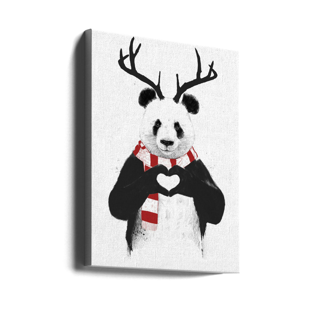 Xmas Panda by Balazs Solti | Painted Animal Portrait, Large Canvas Wall Art Print | Artsy Earth