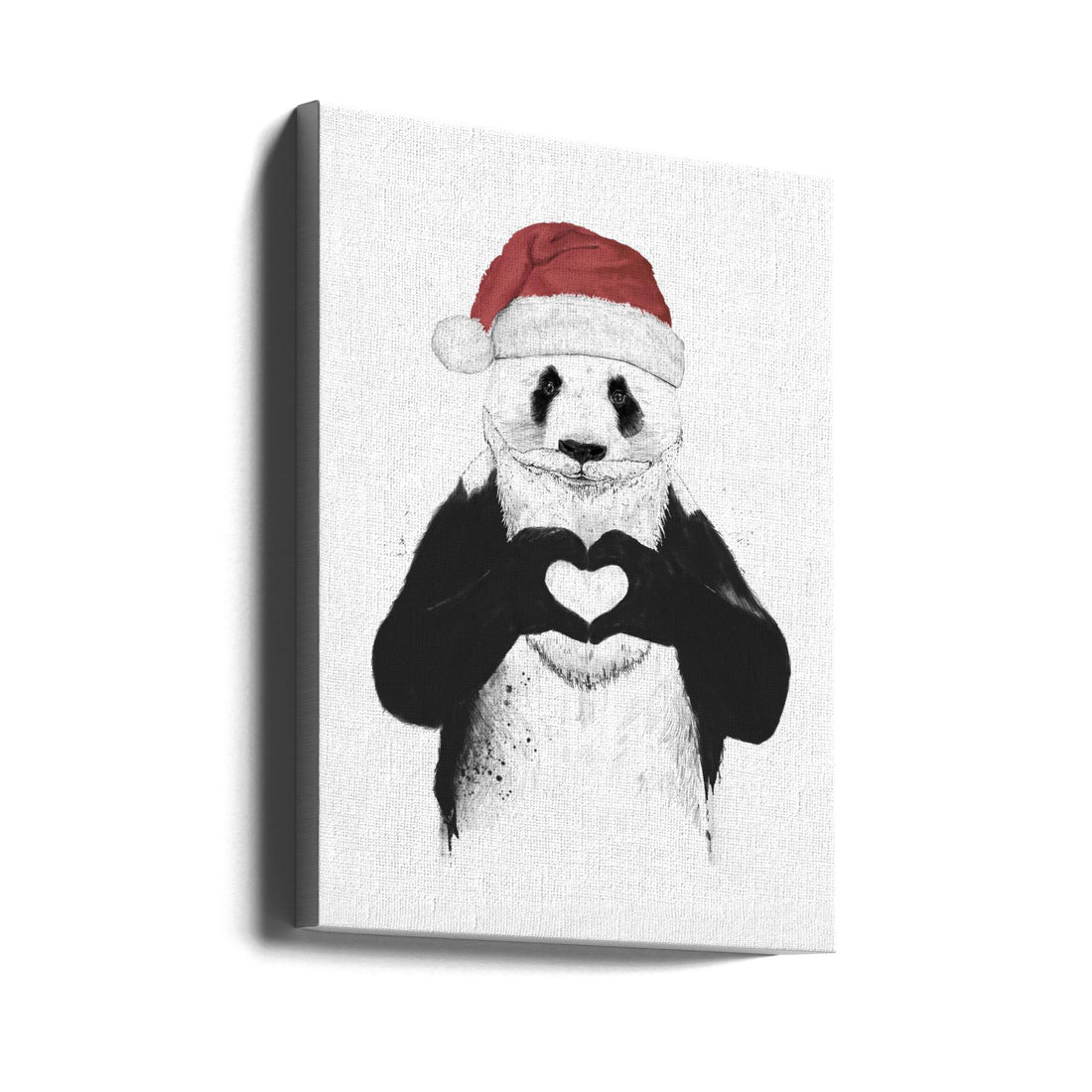 Santa Panda by Balazs Solti | Cute Animal Illustration, Large Canvas Wall Art Print | Artsy Earth