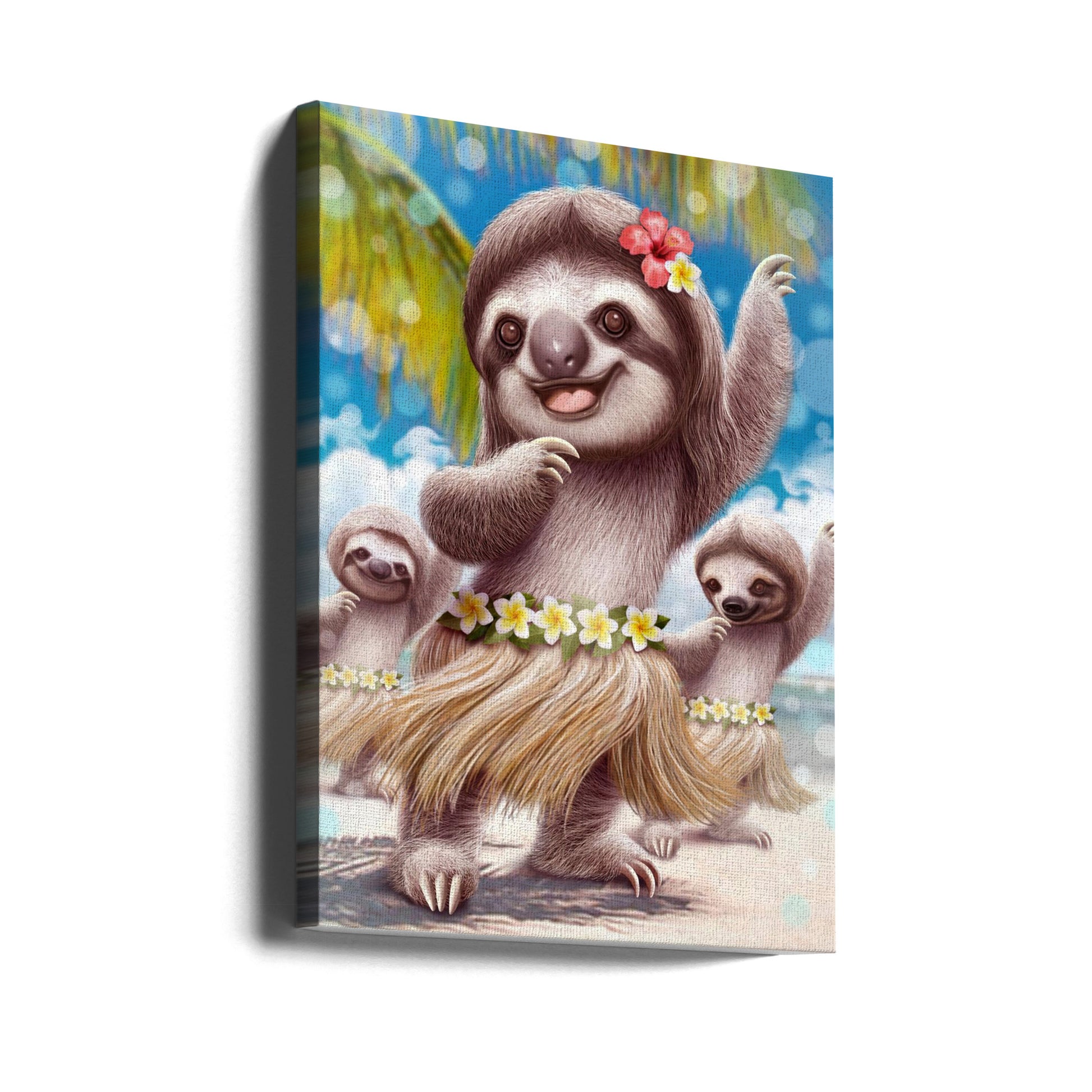 Sloth Hula Dancer by Adam Lawless | Funny Wildlife Art, Large Canvas Wall Art Print | Artsy Earth