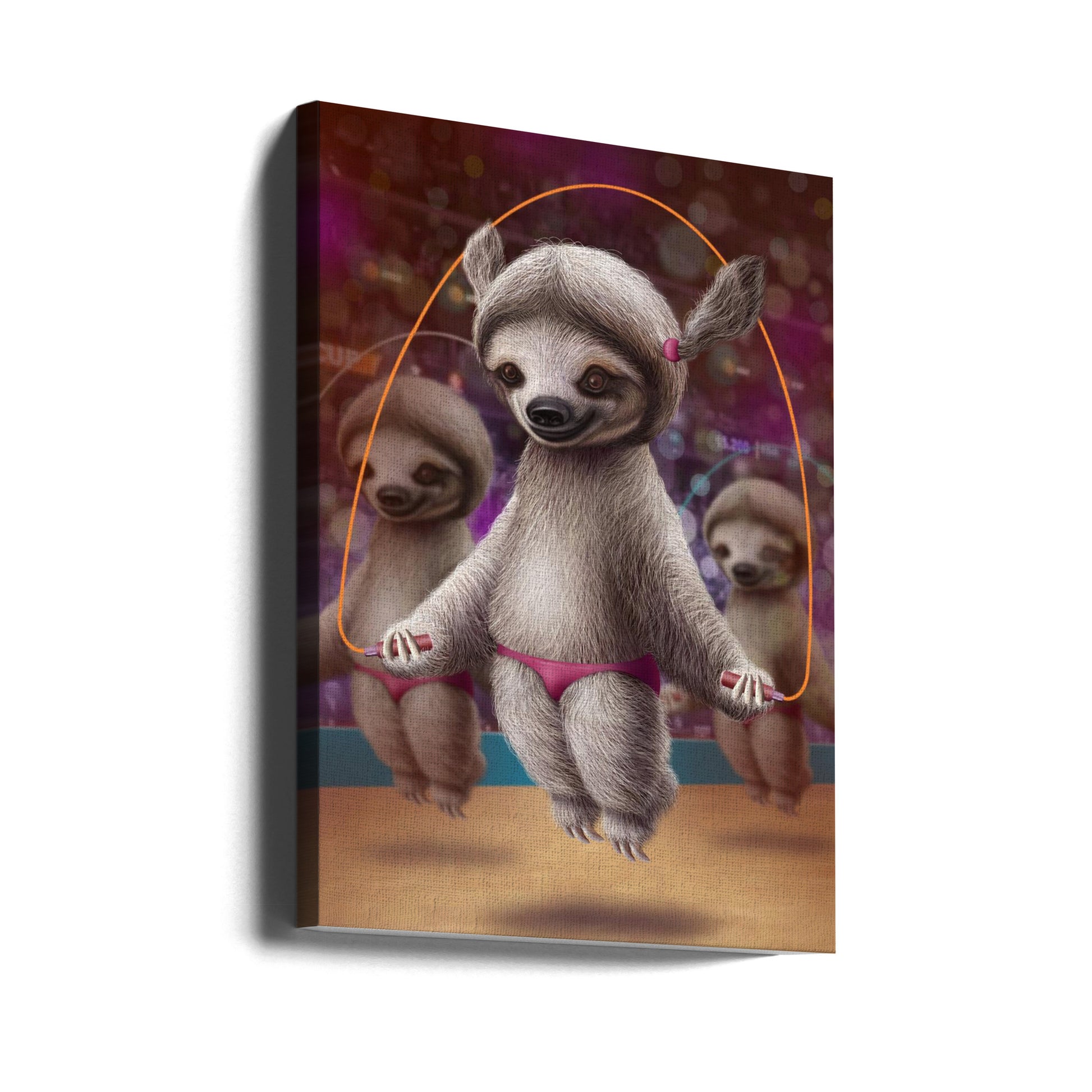 Sloths Skipping by Adam Lawless | Funny Animal Sports, Large Canvas Wall Art Print | Artsy Earth