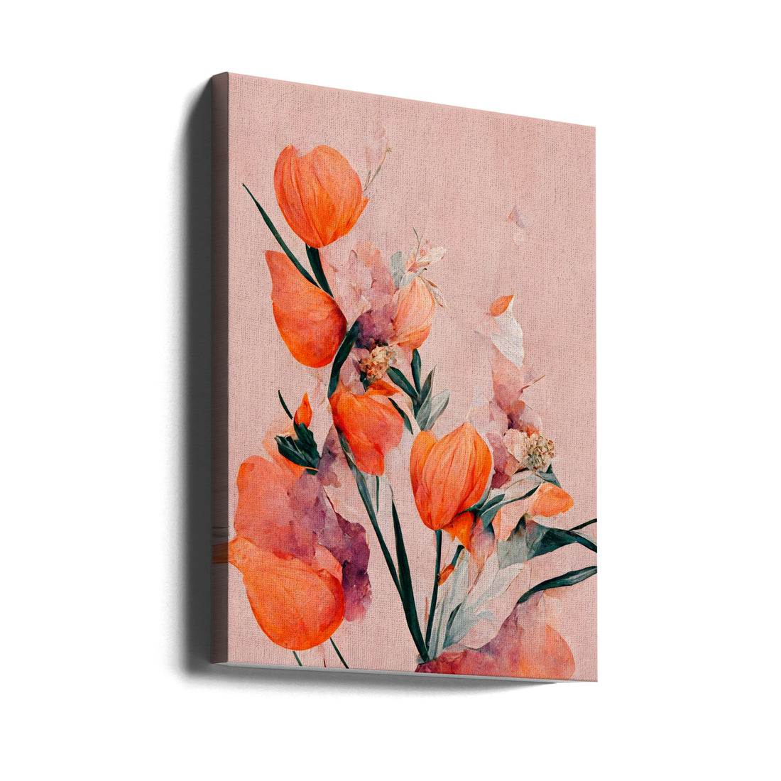 Orange Tulips by Treechild | Watercolor Floral Botanical, Large Canvas Wall Art Print | Artsy Earth