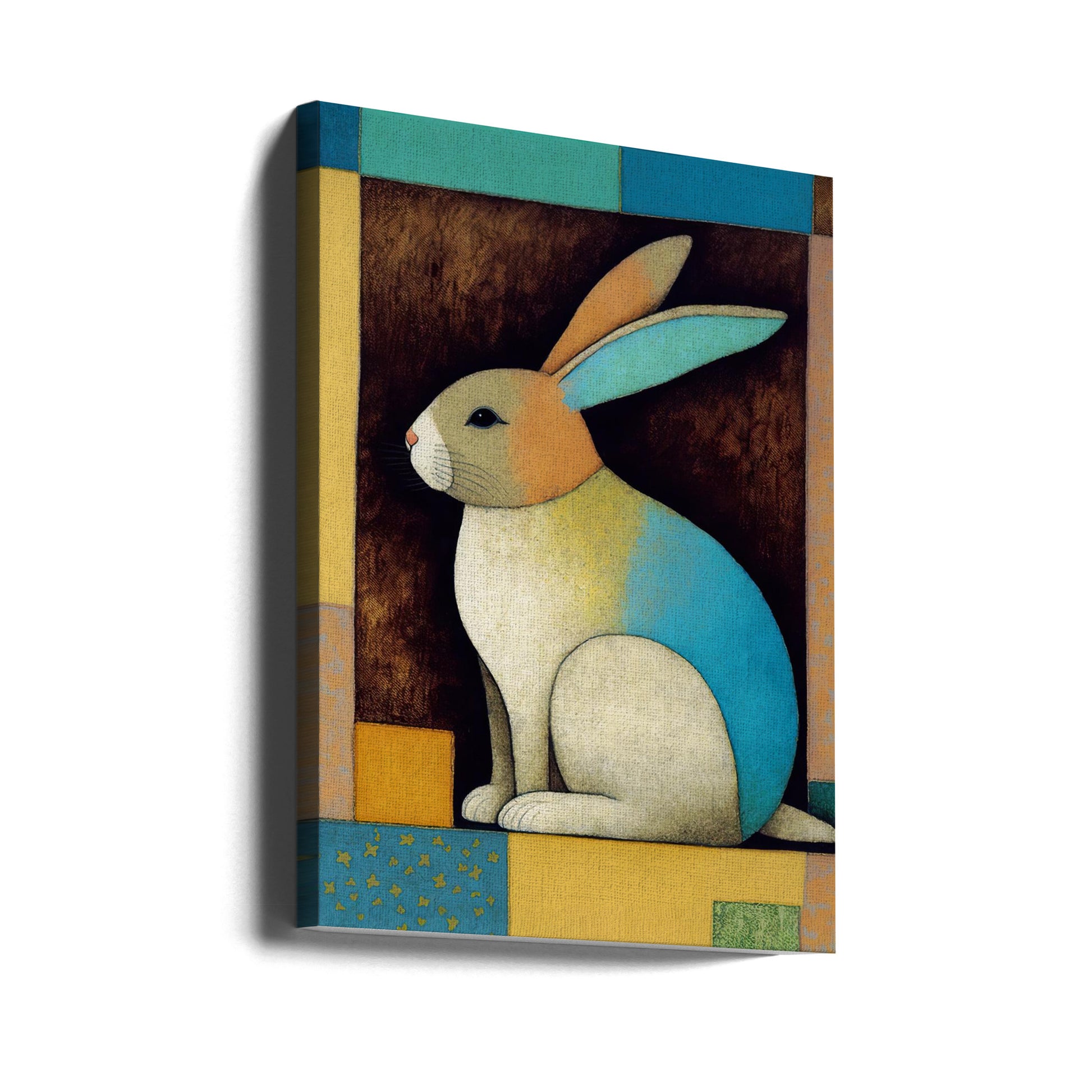 Bunny In The Box by Treechild | Cute Abstract Animal, Large Canvas Wall Art Print | Artsy Earth