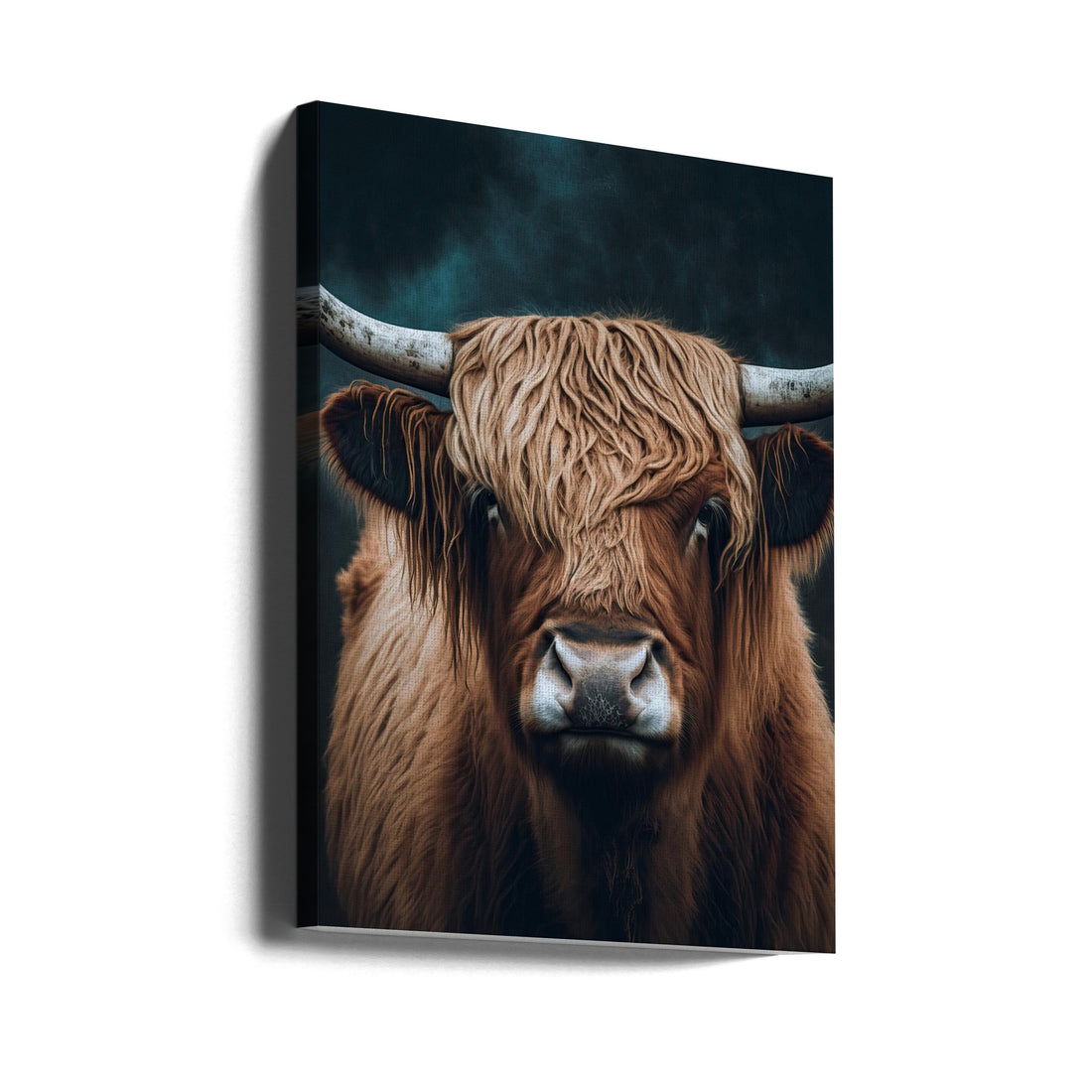 Highland Cow by Treechild | Pastoral Animal Portrait, Large Canvas Wall Art Print | Artsy Earth