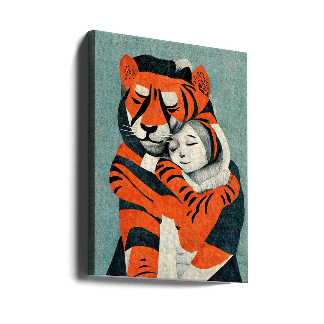 My Tiger And Me by Treechild | Tender Tiger Love, Large Canvas Wall Art Print | Artsy Earth