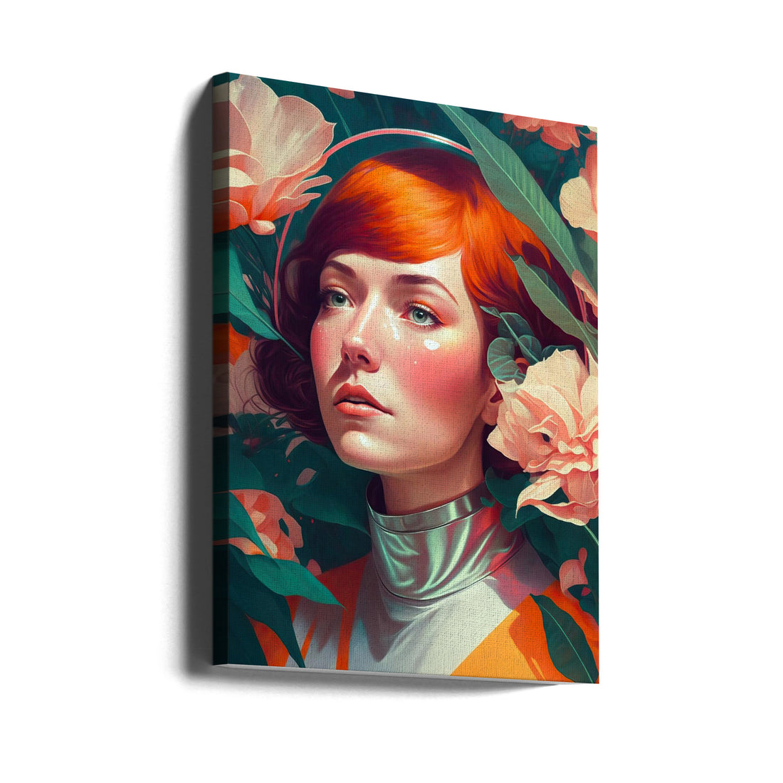 Retro Future Portrait by Treechild | Redhead Botanical Fantasy, Large Canvas Wall Art Print | Artsy Earth