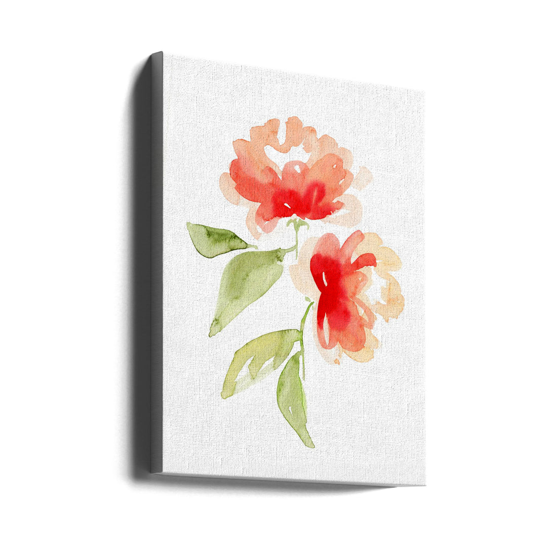 Coral Floral Watercolor by Rosana Laiz Blursbyai | Botanical Floral Illustration, Large Canvas Wall Art Print | Artsy Earth