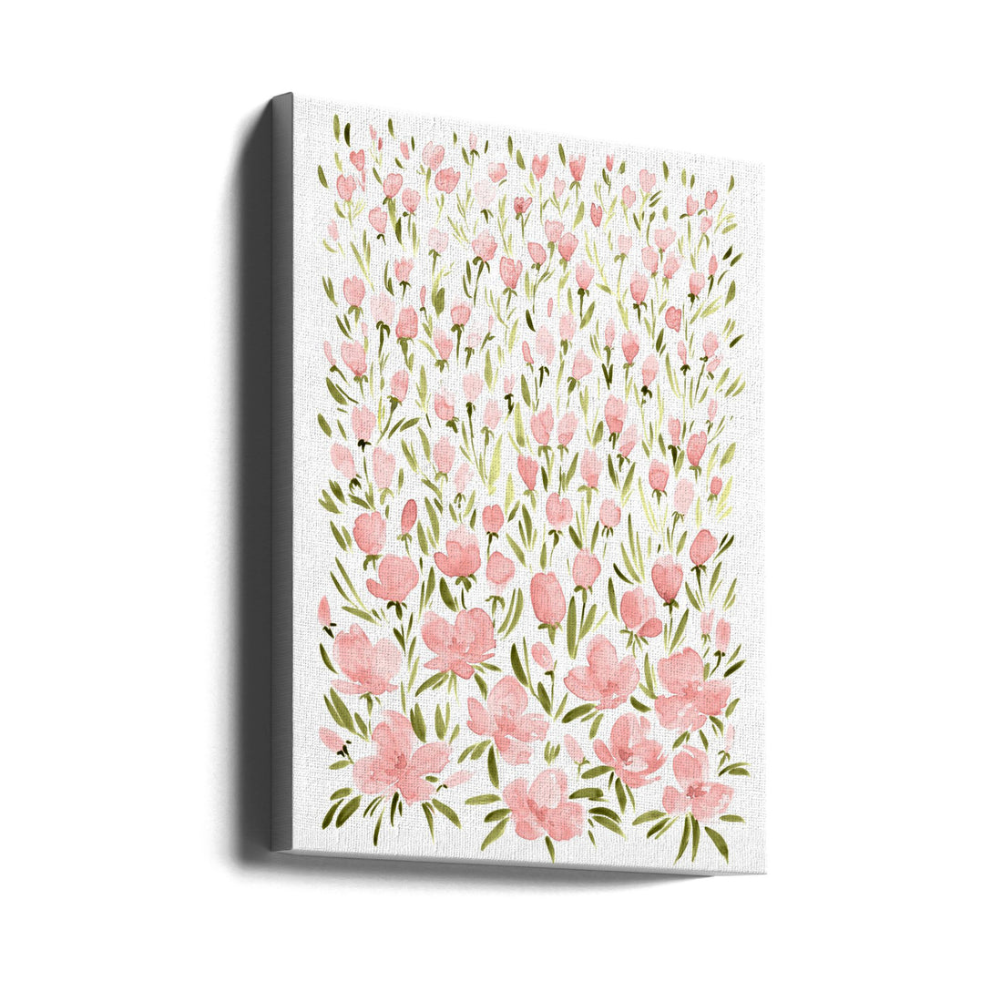 Field of pink flowers by Rosana Laiz Blursbyai | Watercolor Floral Pattern, Large Canvas Wall Art Print | Artsy Earth