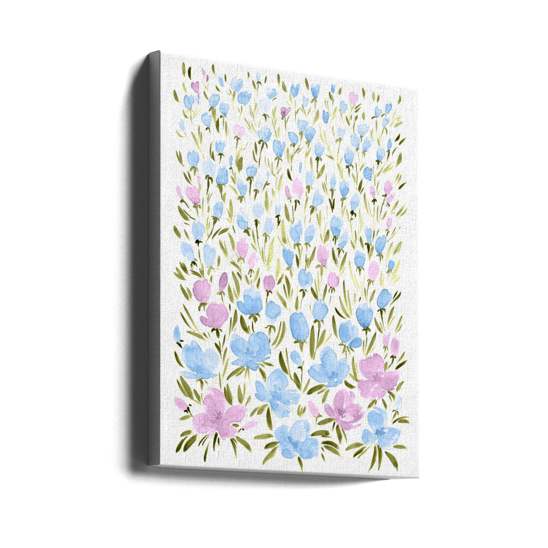 Field of purple and blue flowers by Rosana Laiz Blursbyai | Watercolor Floral Pattern, Large Canvas Wall Art Print | Artsy Earth