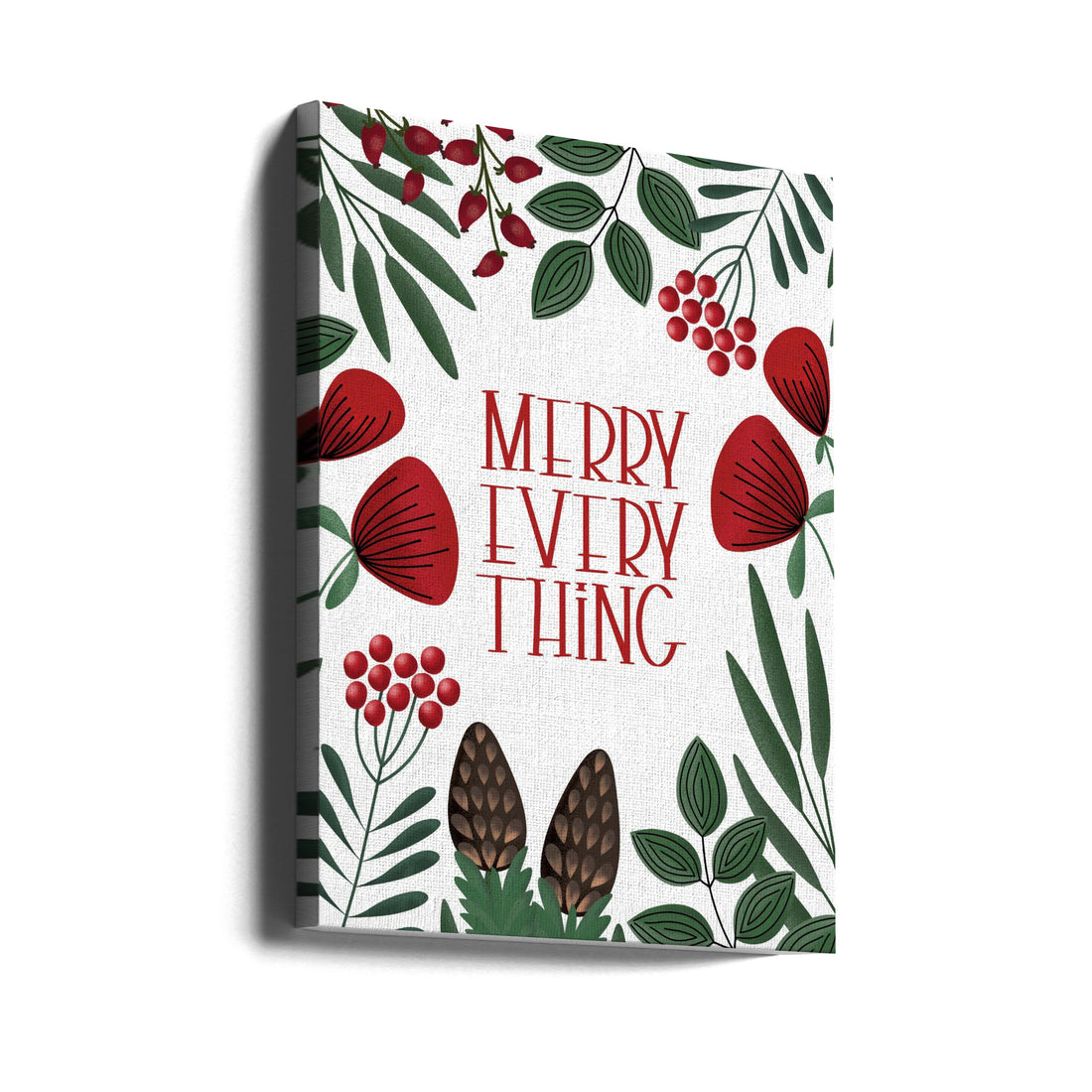 Merry everything by Rosana Laiz Blursbyai | Retro Holiday Typography, Large Canvas Wall Art Print | Artsy Earth