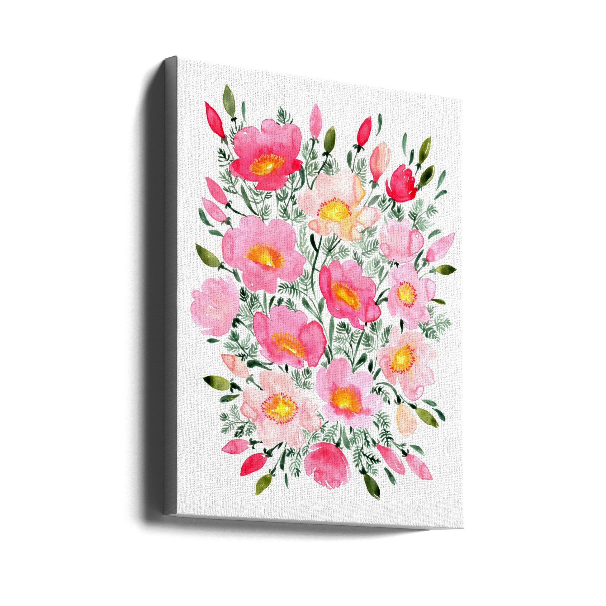 Winterlynn bouquet in pink by Rosana Laiz Blursbyai | Watercolor Floral Botanical, Large Canvas Wall Art Print | Artsy Earth