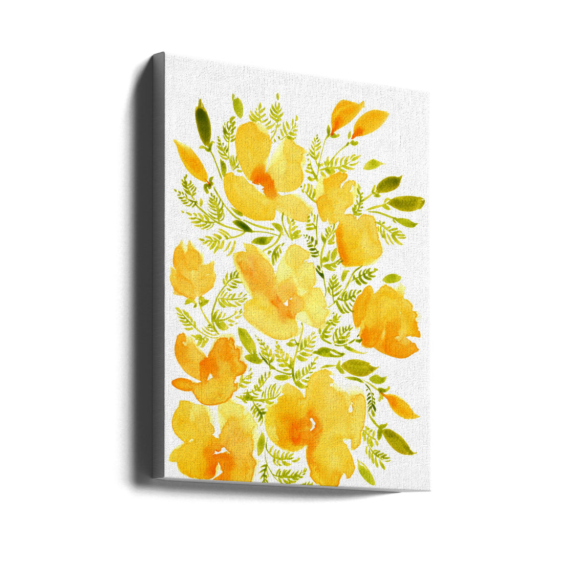 Watercolor California Poppies by Rosana Laiz Blursbyai | Botanical Watercolor Illustration, Large Canvas Wall Art Print | Artsy Earth