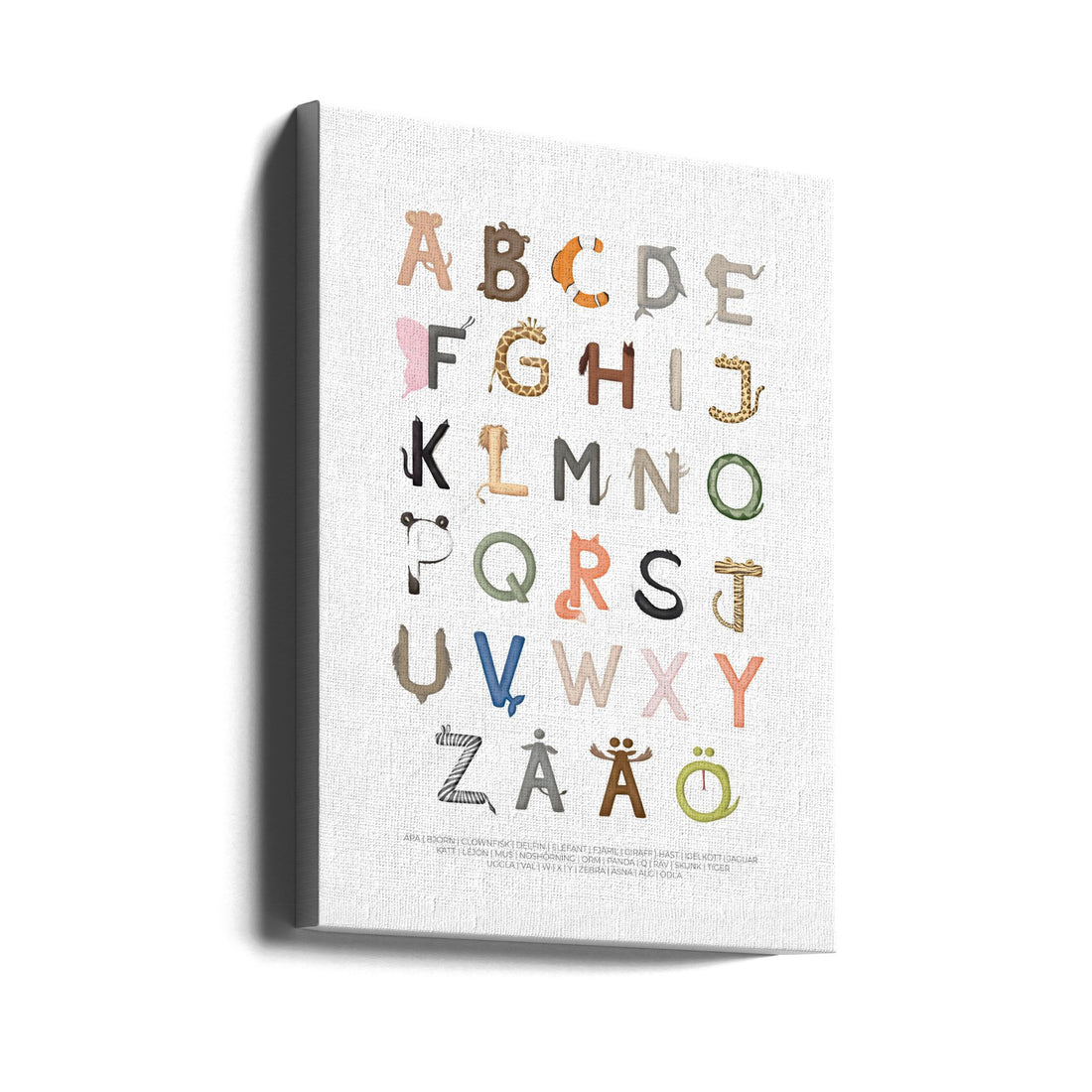 Animal Alphabet Poster by Aminah Eleonora | Educational Kids Typography, Large Canvas Wall Art Print | Artsy Earth