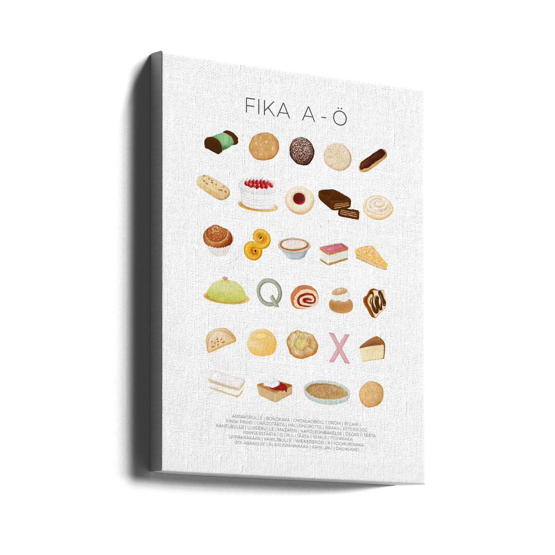 Swedish Fika Alphabet by Aminah Eleonora | Bakery Typography Poster, Large Canvas Wall Art Print | Artsy Earth