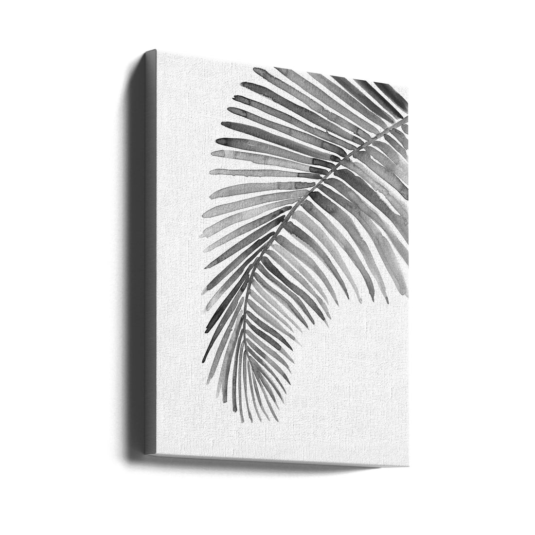 Palm leaf in loose watercolor bw by Rosana Laiz Blursbyai | Botanical Watercolor Illustration, Large Canvas Wall Art Print | Artsy Earth