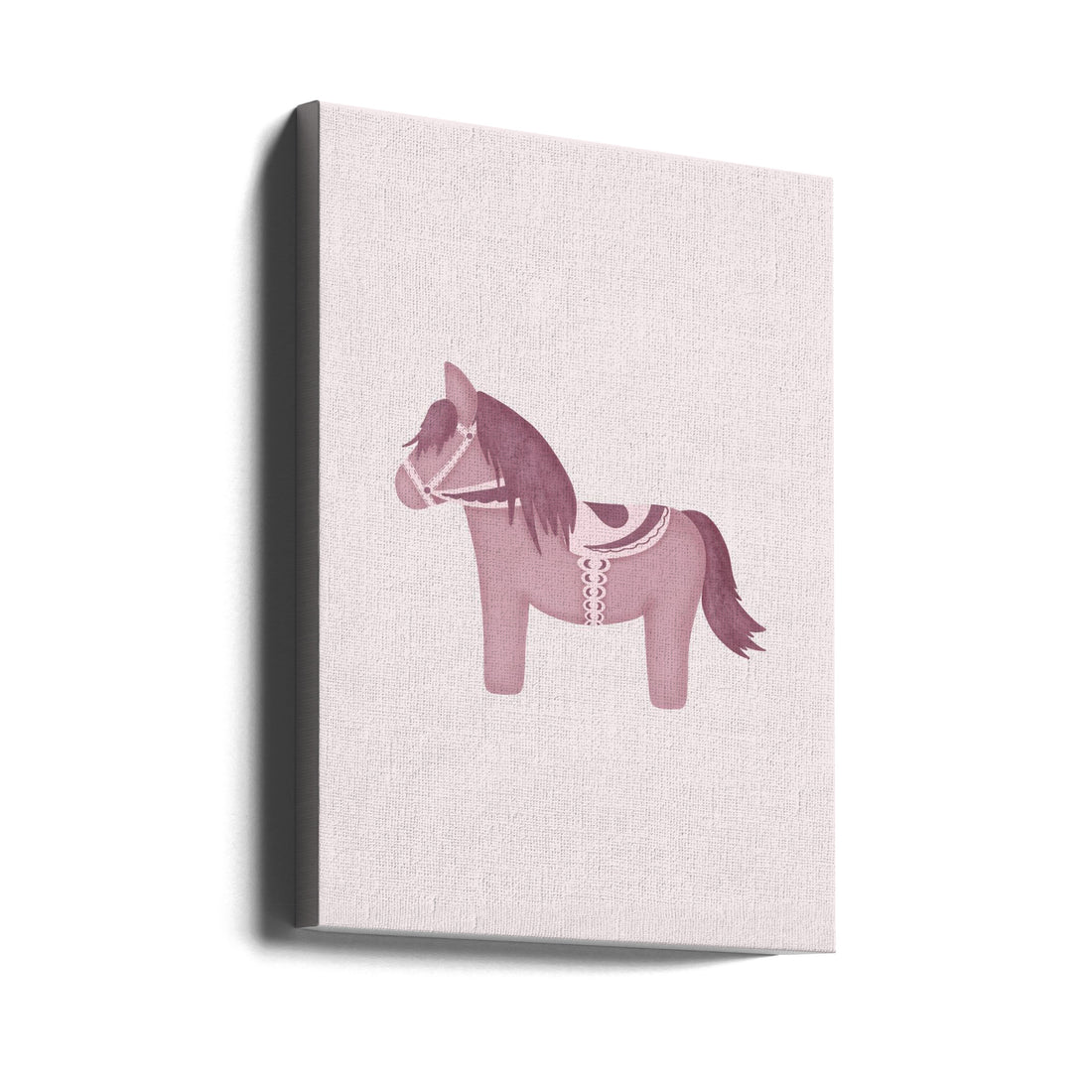 Pink Dala Horse by Aminah Eleonora | Swedish Nursery Animal, Large Canvas Wall Art Print | Artsy Earth