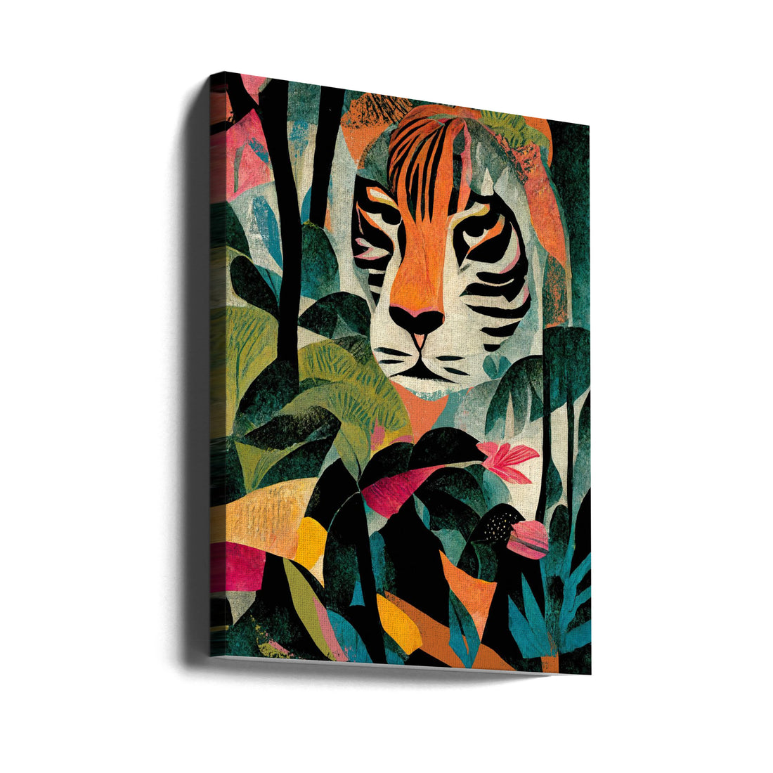 Jungle Tiger by Treechild | Abstract Tropical Animal, Large Canvas Wall Art Print | Artsy Earth