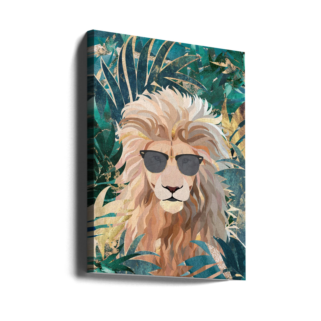 Cool Tropical Lion by Sarah Manovski | Funny Wildlife Portrait, Large Canvas Wall Art Print | Artsy Earth