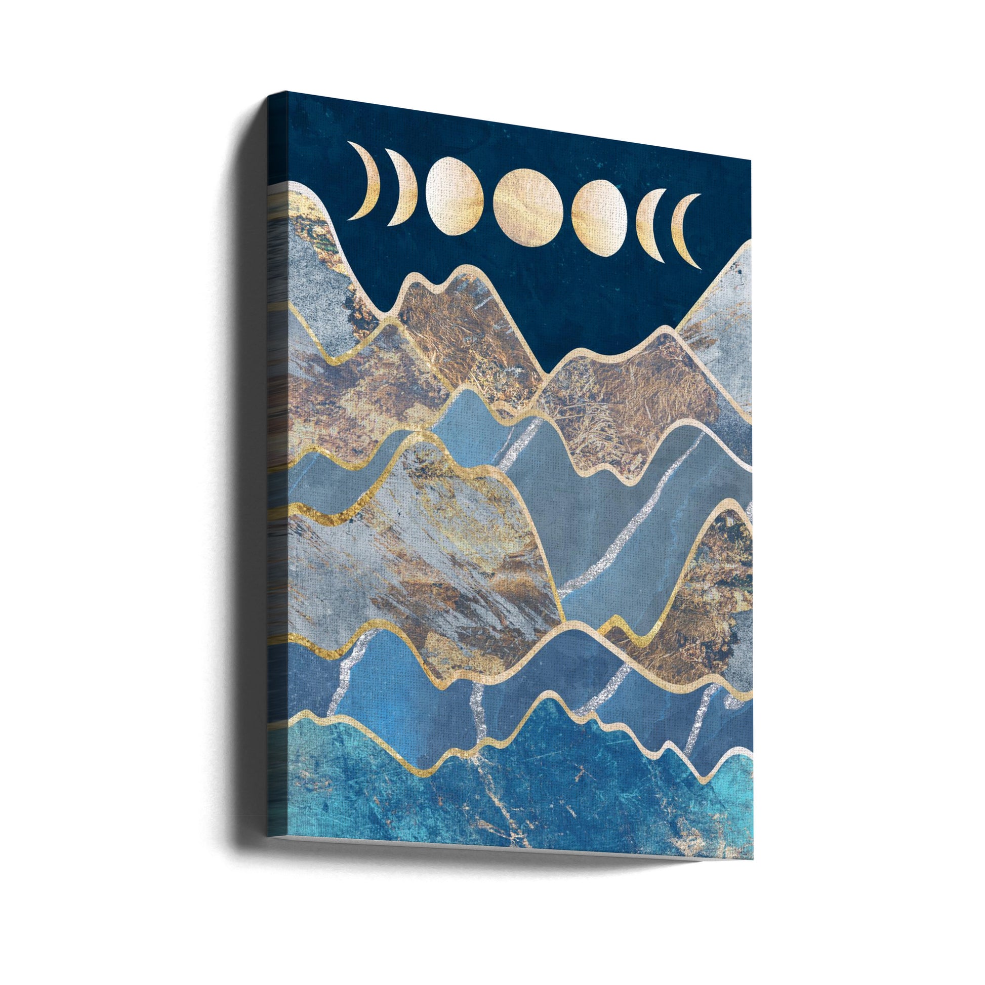 Metallic Moon Phase and Mountains by Sarah Manovski | Metallic Mountain Landscape, Large Canvas Wall Art Print | Artsy Earth