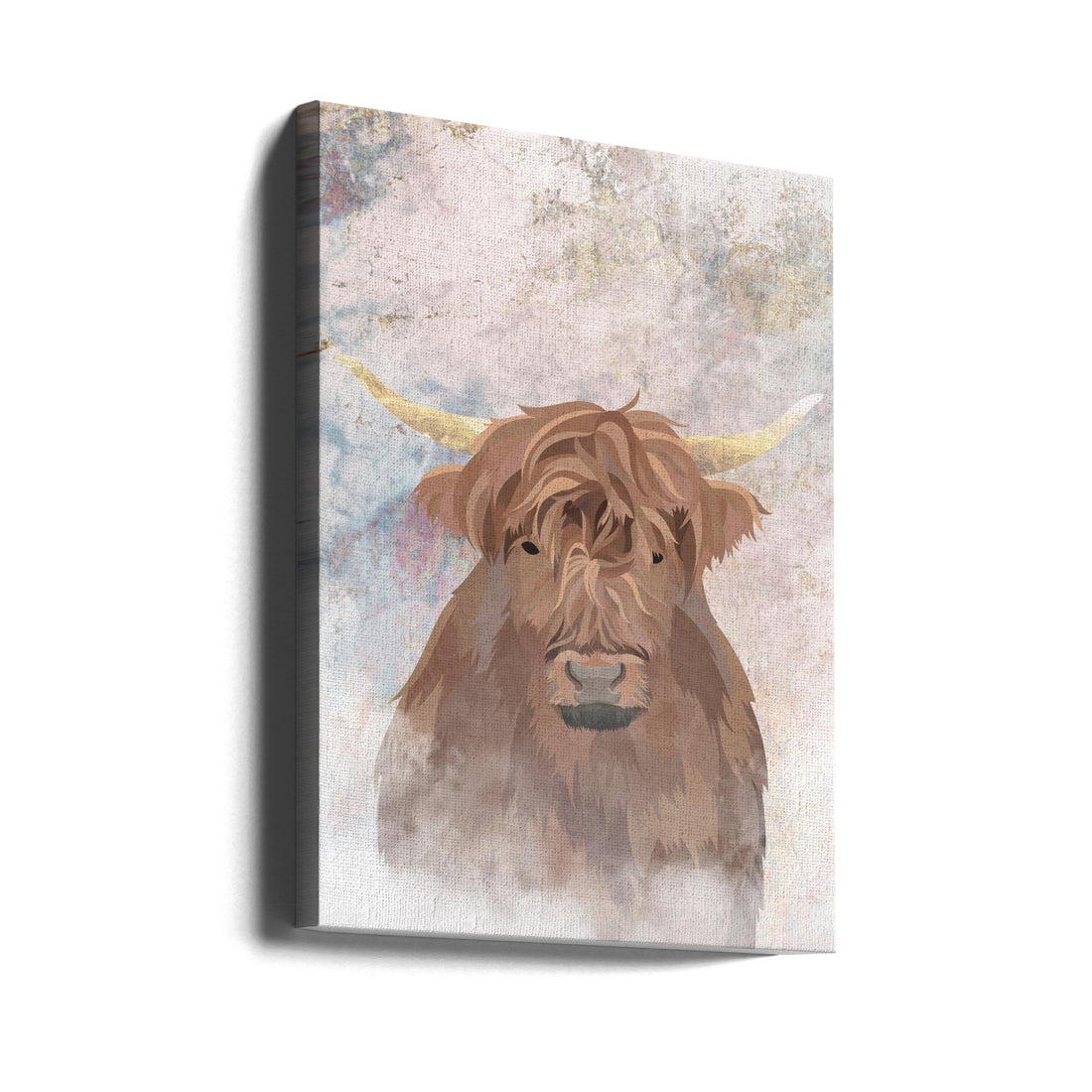 Highlands Cow Gold and Marble by Sarah Manovski | Rural Animal Portrait, Large Canvas Wall Art Print | Artsy Earth