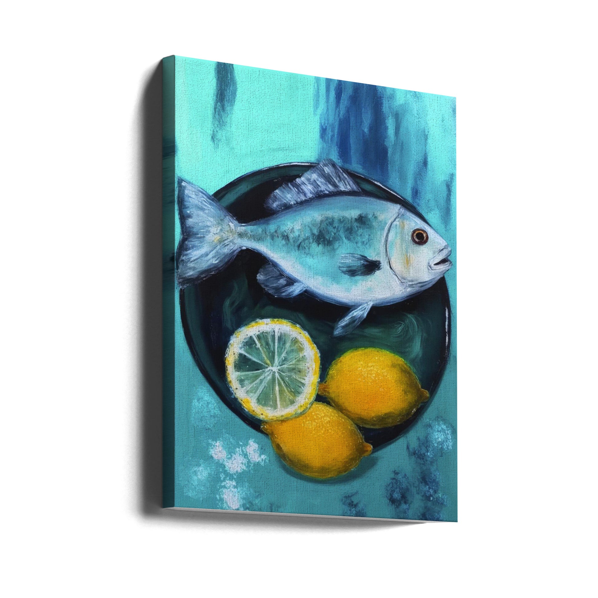 A Fish Plate by Treechild | Fresh Fish Food, Large Canvas Wall Art Print | Artsy Earth