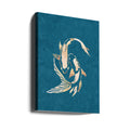 Gold Blue Koi Fish by Sarah Manovski | Japanese Line Art, Large Canvas Wall Art Print | Artsy Earth