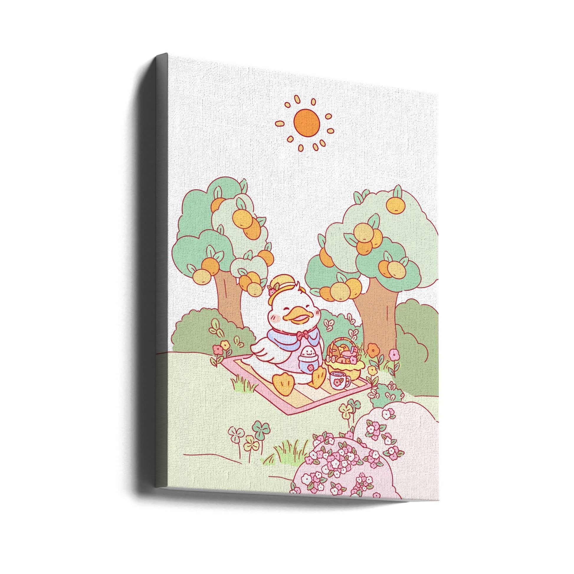 Little Duck Picnic by Xuan Thai | Cute Animal Illustration, Large Canvas Wall Art Print | Artsy Earth