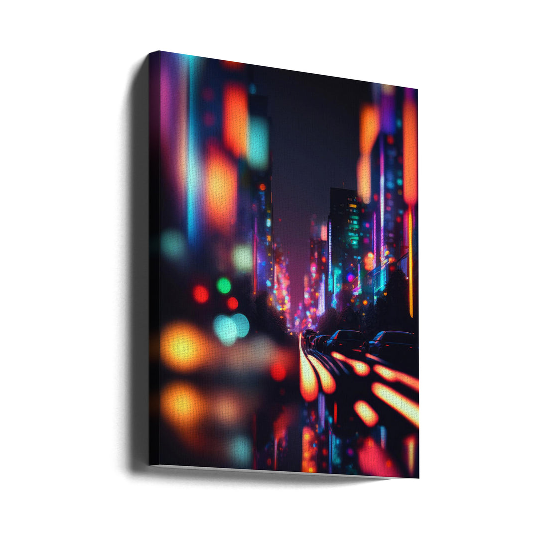 Vibrant City by Treechild | Urban Night Cityscape, Large Canvas Wall Art Print | Artsy Earth