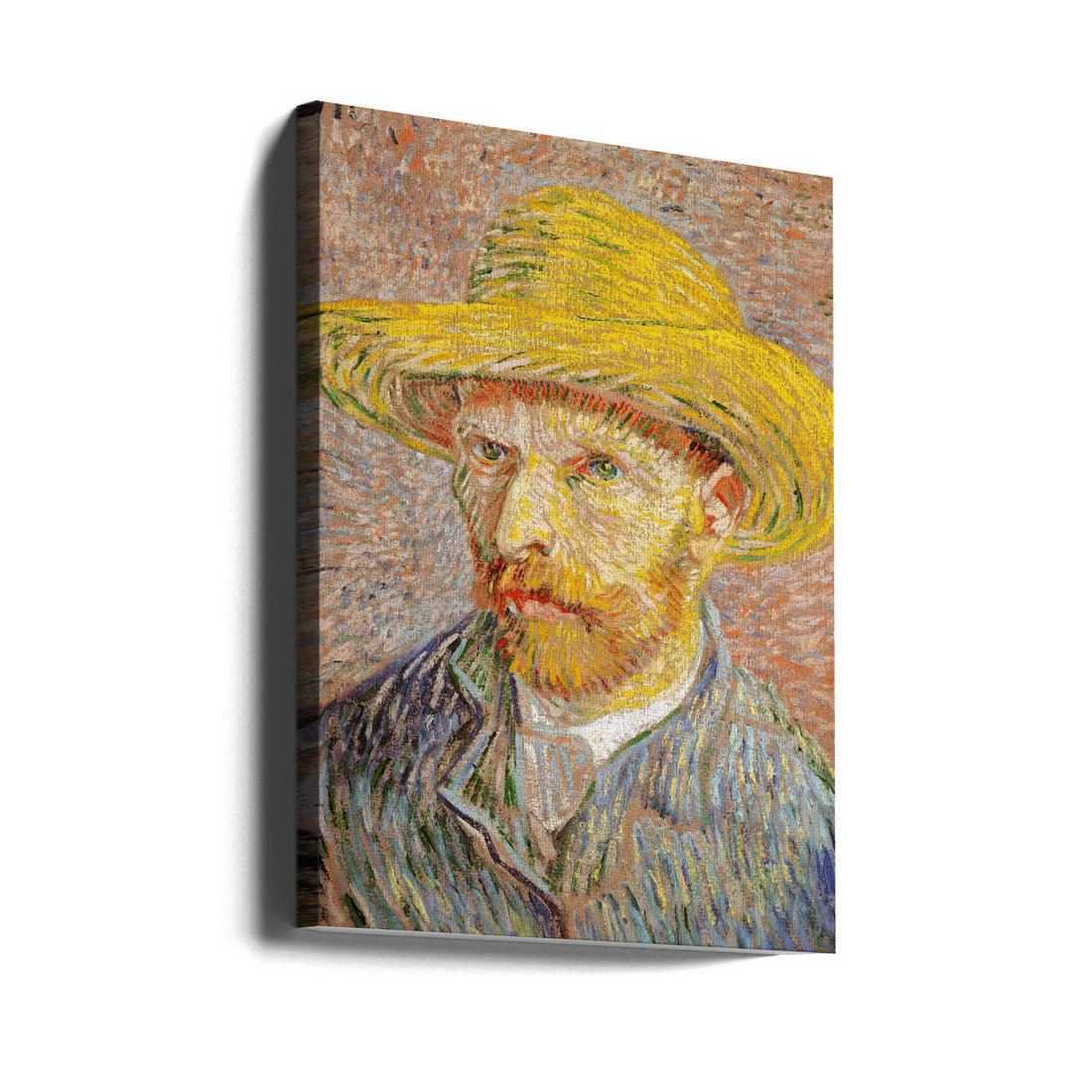 Self Portrait With Straw Hat by Vincent Van Gogh | Van Gogh Portrait Painting, Large Canvas Wall Art Print | Artsy Earth