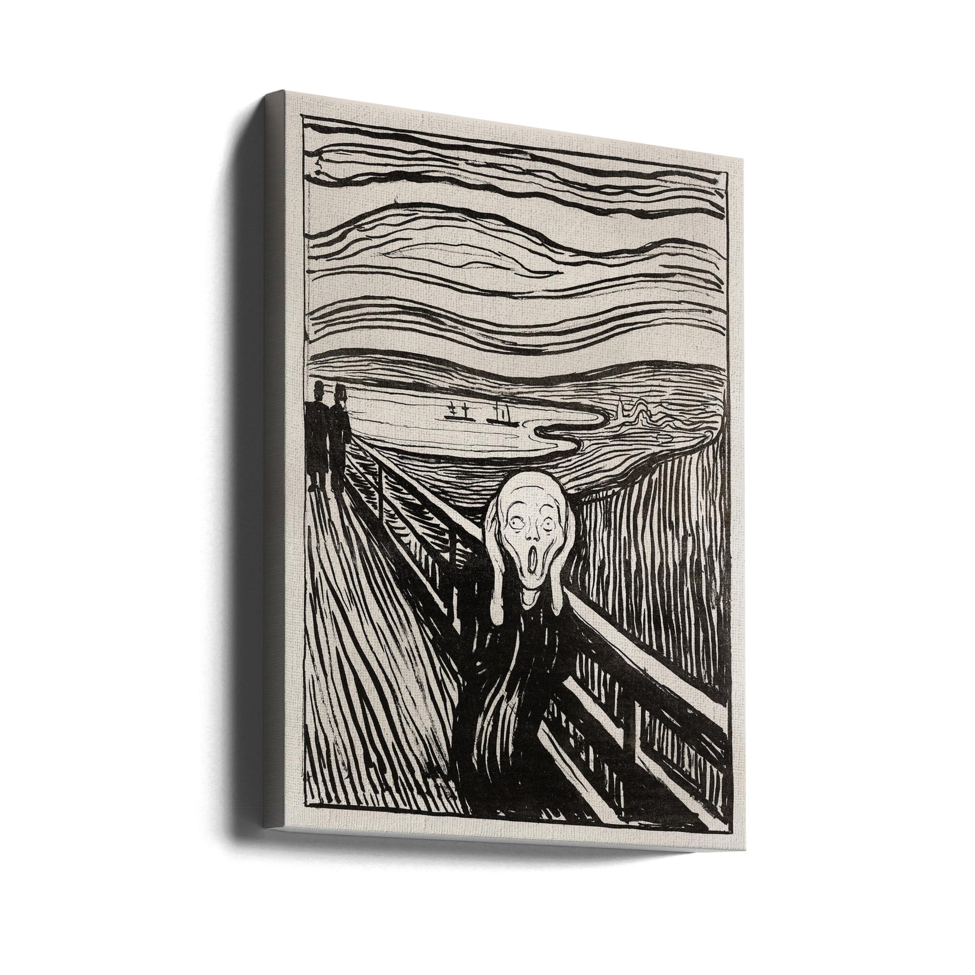 The Scream Monochrome by Edvard Munch | Black And White Painting, Large Canvas Wall Art Print | Artsy Earth