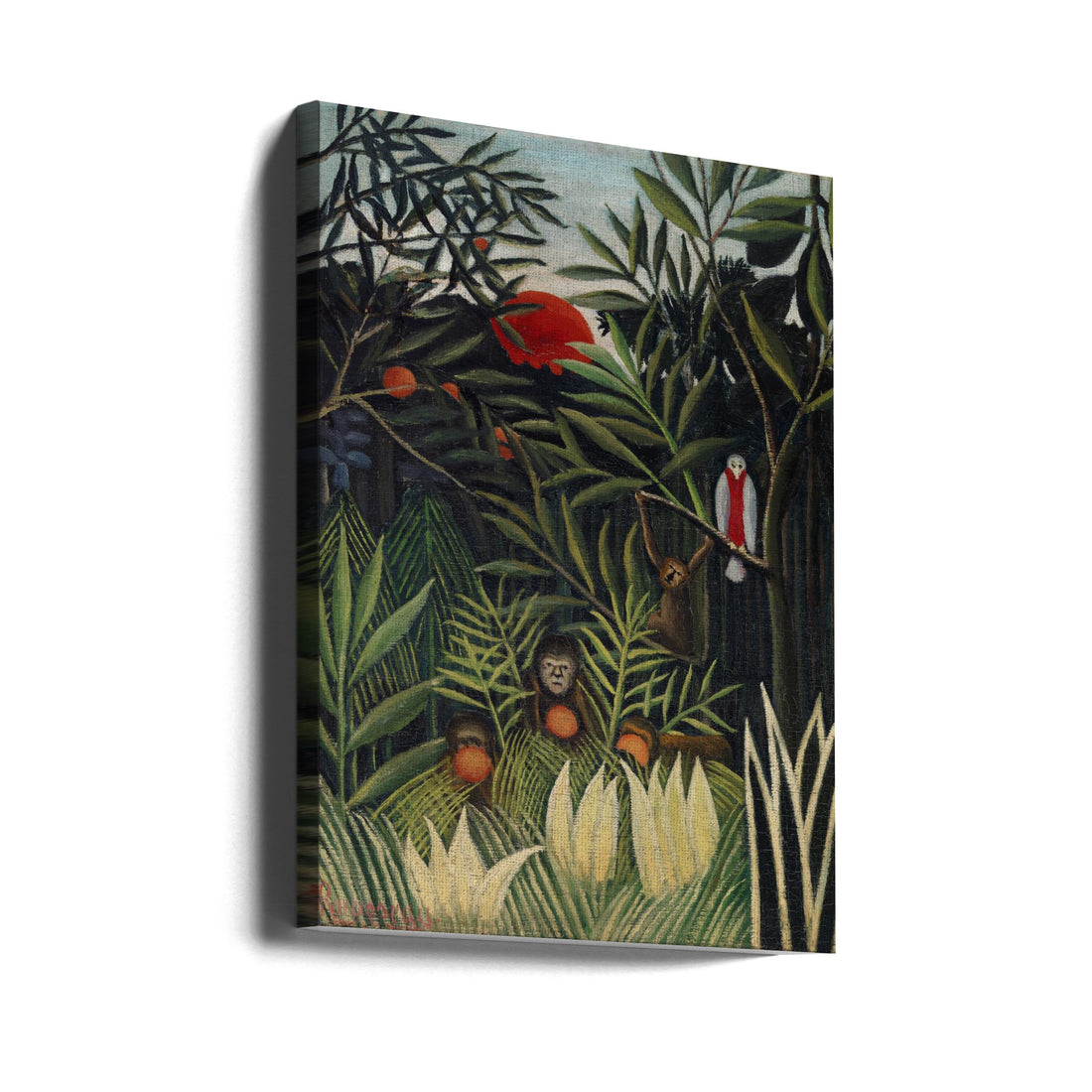 Monkeys And Parrot In The Virgin Forest by Henri Rousseau | Tropical Jungle Painting, Large Canvas Wall Art Print | Artsy Earth