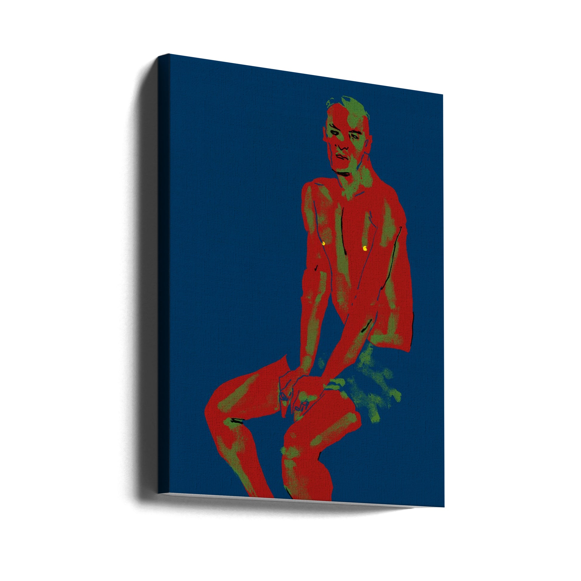 A Man Posing Blue by Francesco Gulina | Fine Art Nude Drawing, Large Canvas Wall Art Print | Artsy Earth