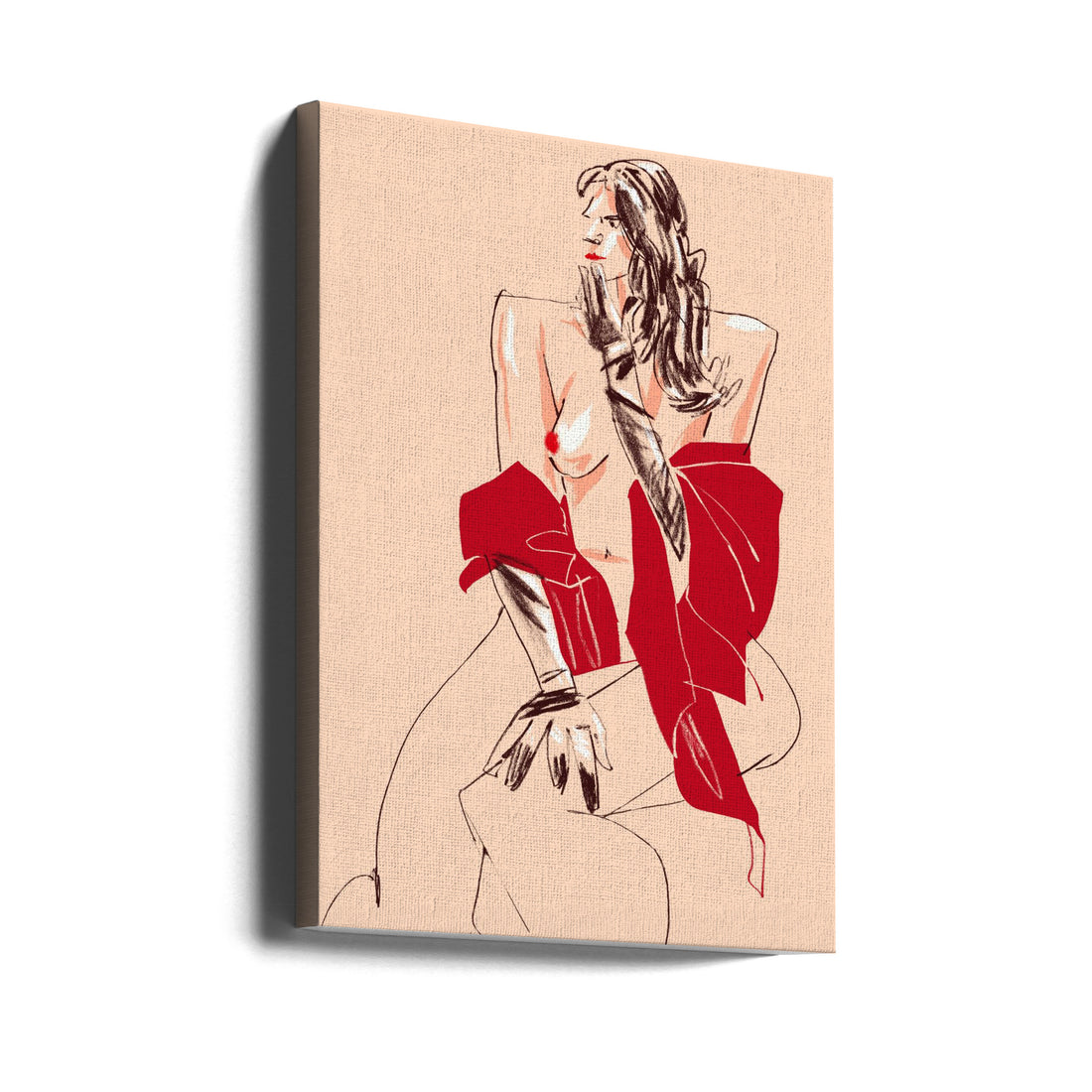 Girl With Gloves Beige by Francesco Gulina | Fine Art Nude Sketch, Large Canvas Wall Art Print | Artsy Earth