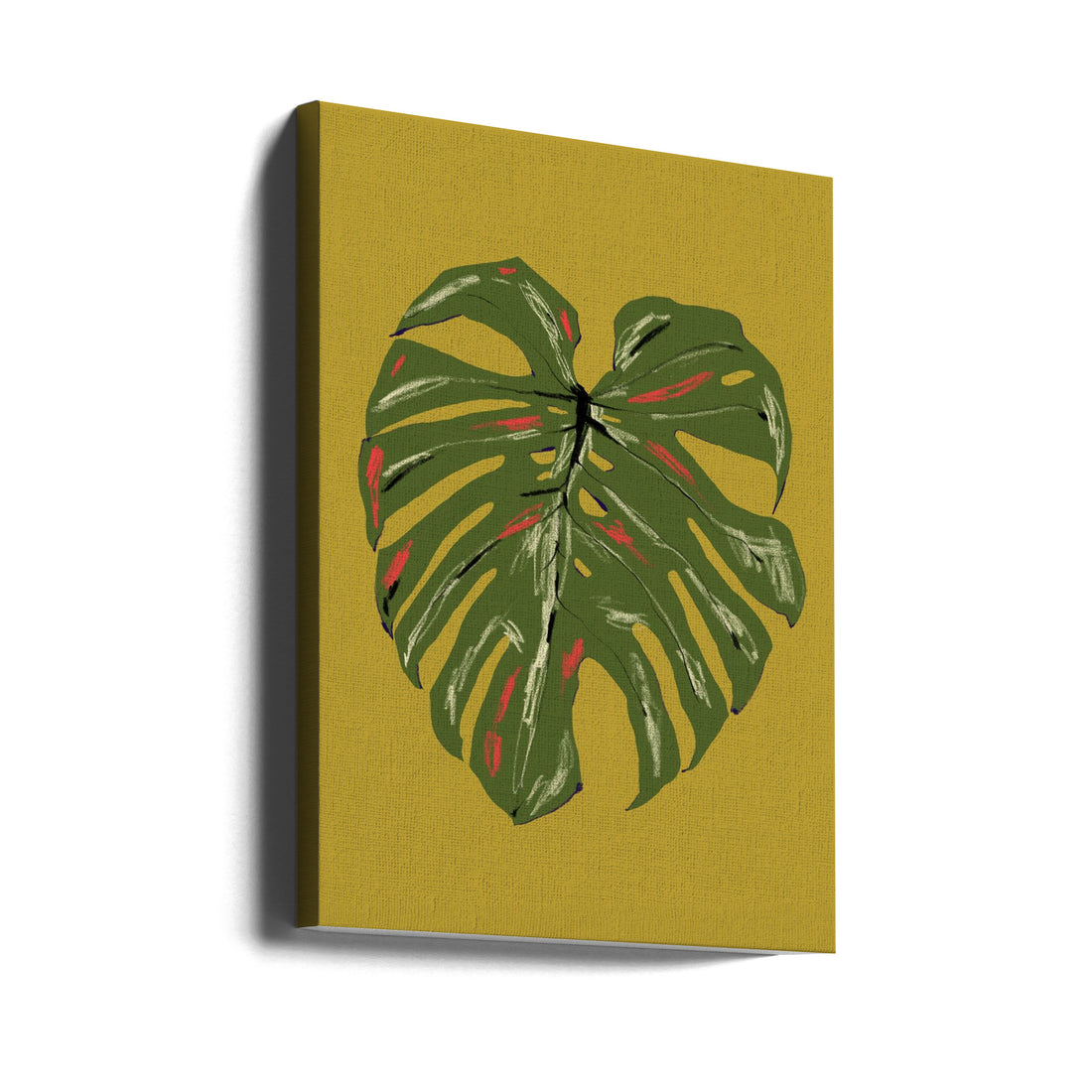 Monstera Leaf Green by Francesco Gulina | Botanical Tropical Illustration, Large Canvas Wall Art Print | Artsy Earth