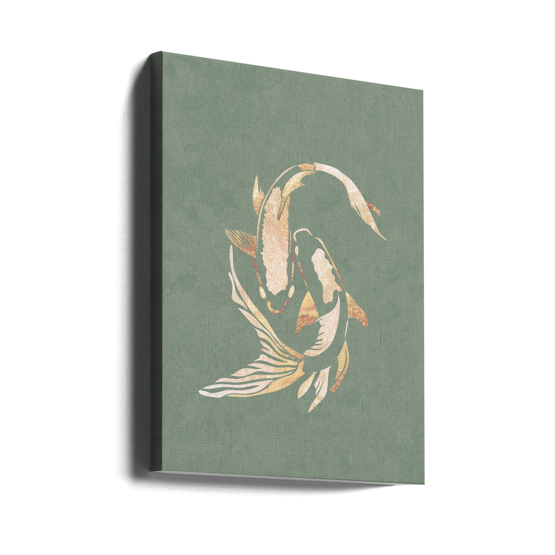 Sage Green Gold Koi by Sarah Manovski | Japanese Line Art, Large Canvas Wall Art Print | Artsy Earth