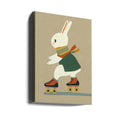 Inline Skating Bunny by Treechild | Retro Cute Animal, Large Canvas Wall Art Print | Artsy Earth