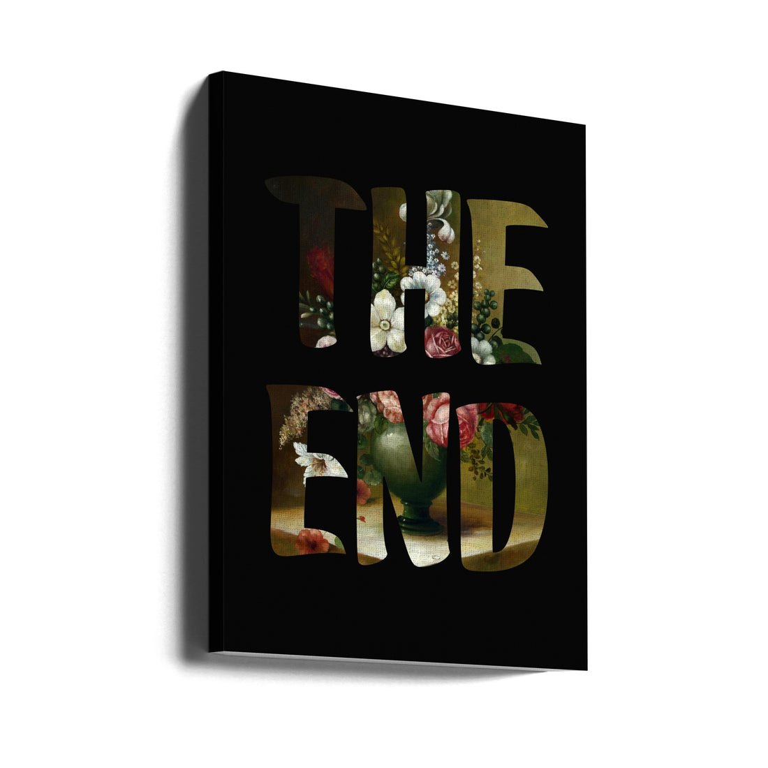 The End by Famous When Dead | Dark Floral Text, Large Canvas Wall Art Print | Artsy Earth